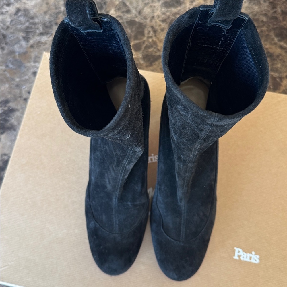 Christian Louboutin gena 85mm stretch boot bootie black suede sz 38.5 - Picture 4 of 13